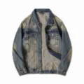 Veste en jean rétro gris fumée pour homme, blouson streetwear vintage coupe ample et décontractée. - M / Hauts / Gris fumé