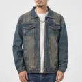 Herren Vintage Waschung Denim Jacke reguläre Passform Freizeit Streetwear Mantel Mode - M / Oberteile