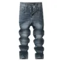 Pantalones vaqueros rectos holgados informales lavados azul grisáceo para hombre - 38 / Bottoms / Gris Azulado
