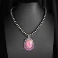 Bohemian vintage turquoise necklace western cowboy style pendant for women fashion clothing jewelry - Rose Red Style (X1216-14)