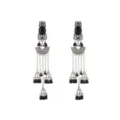 Pendientes largos plateados de estilo étnico con cuentas negras y cascabeles. - Negro