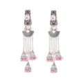 Exquisitos pendientes colgantes étnicos de plata con diamantes de imitación rosas. - Rosa