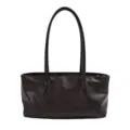 Klassische dunkelbraune Ledertasche, minimalistische Schultertasche für den Alltag. - Kaffee