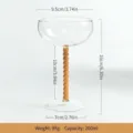 Klares Kristall-Cocktailglas mit bernsteinfarbenem Perlenschaft, 200ml Vintage-Weinglas. - Orange Jade
