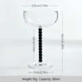 Klares Glas Cocktailkelch mit schwarzem Perlengriff Vintage Weinglas 200ml Kapazität - Schwarz
