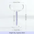 Kreativer Cocktailglas Kelch mit farbigen Perlenstiel, Sektglas, Fassungsvermögen 200ml. - Lila