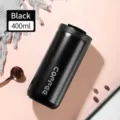 Stainless steel thermal coffee mug 400ml portable travel tumbler for car outdoor daily use - 500ml / Black