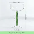 Green beaded stem crystal glass coupe champagne cocktail glass for home bar party use - Green