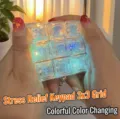 Transparent 3x3 mechanical keyboard fidget toy with colorful LED lights keychain pendant. - Light-up / 1 Piece/Pack / Clear
