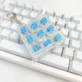 Portable mechanical keyboard switch fidget toy 3x3 clear keycap keychain detail view - No Light / 1 Piece/Pack / Clear