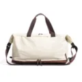 Grande borsa da viaggio sportiva con scomparto bagnato per palestra nuoto e affari. - Versione Pulita / bianco con marrone