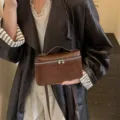 Bolso retro de ante y cuero marrón, elegante bolso de hombro y cruzado para mujer otoño - 20x7x11cm / Café