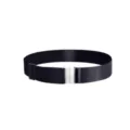 Black elastic thigh garter belt with adjustable silver metal buckle, stretchy and stylish. - 65cm / Black