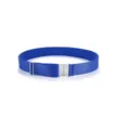 Blue elastic waist belt with adjustable metal buckle, stretch fabric for daily wear. - 65cm / Blue