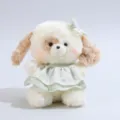 Süßes Plüschtier Puppe, weiches Stofftier mit grünem Kleid und Schleife, ideales Geschenk. - 20cm / Hund (Grünes Kleid) / Creme