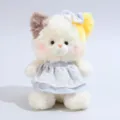 Süßes Plüschhasen-Spielzeug mit blauem Blumenkleid, weiche Kuschelpuppe als tolles Geschenk. - 20cm / Katze (Blaues Kleid) / Creme
