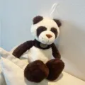 Cute brown panda plush toy, soft stuffed forest animal doll, perfect birthday gift for kids. - Panda