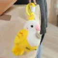 Cute plush parrot bag pendant, soft stuffed animal keychain, fluffy bird toy charm for backpack. - 12cm / Keychain Series - Yellow Parrot