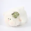 Schattig wit schaap pluche speelgoed, fluffy lam pop met groen ruit appel decor, zacht kado. - 14cm / Wit