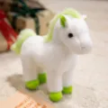 Weißes Plüschpferd mit grüner Mähne und Schweif, süße Kuschelpony Puppe für Kinder Begleitung. - 25cm / Grün
