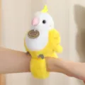 Cute yellow parrot plush slap bracelet wrist toy, fluffy bird doll decoration for kids and parties. - 12cm / Slap Bracelet Series - Yellow Parrot