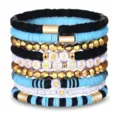 Game Day Perlenarmband Set mit schwarz blauen Tonperlen und goldenen Metallperlen. - Stil 10