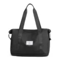 Duffle travel bag black fitness gym bag with double handles and spacious interior design. - Black (Random Logo)