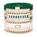 Gestapeltes Polymer Ton Perlen Armband Set mit goldenen Metallperlen und Buchstaben. - Stil 24