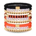 Game Day Perlen Armband Set Schwarz Orange Tonperlen Gold Metall Perlen Stapel Schmuck - Stil 27
