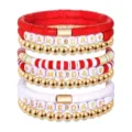 Polymerlehm Perlen Armband Set mit goldenen Metallperlen und Buchstabenperlen für Game Day. - Stil 31