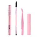 DIY segmentierte künstliche Wimpern Kleber und Versiegelung Set mit Pinsel und Pinzette. - Rosa Vierer-Werkzeugset