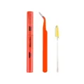 Dual-ended lash bond and seal set with orange tweezers and brush for DIY eyelash. - Dual Glue + Sharp Tweezer + Brush (With Logo) / Orange