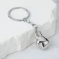 Porte-clés gant de boxe en métal cadeau créatif de sport et de fitness pour gymnase. - K Blanc/Argent