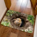 Detailed view of the 3D rabbit design anti-slip diatom mud floor mat for home decor. - Grassland Burrowing Rabbit Style