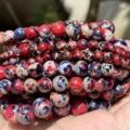 Perles en jaspe impérial naturel colorées rondes pierres en vrac fabrication de bijoux DIY - 4mm (88-90 Perles) / Pierre Impériale Fantaisie Violet-Bleu