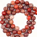 Vue détaillée de perles rondes en jaspe impérial naturel, texture rouge pour la bijouterie DIY. - 6mm (58-60 Perles) / Pierre Impériale Turquoise Rouge