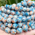 Perles rondes en jaspe impérial en vrac pour fabrication de bijoux DIY bracelets détail - 6mm (58-60 Perles) / Pierre Impériale Synthétique Bleu Orange