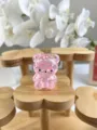 Adorably cute transparent pink glitter jelly bear stress relief toy for desktop decoration. - Heart Style / Pink