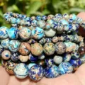 Perles de jaspe impérial naturel rondes turquoise bricolage accessoires de bijoux DIY - 4mm (88-90 Perles) / Pierre Impériale Florale Lapis