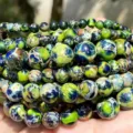 Perles en jaspe impérial naturel rondes pierres précieuses vert bleu fabrication de bijoux DIY - 4mm (88-90 Perles) / Pierre Impériale Fantaisie Cyan-Vert