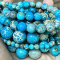 Cuentas redondas de jaspe imperial azul natural cuentas de piedras preciosas sueltas para joyas. - 4mm (88-90 Cuentas) / Piedra Imperial Azul Lago