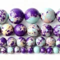 Perles rondes en pierre de jaspe impérial naturel pour la fabrication de bijoux DIY et colliers - 4mm (88-90 Perles) / Pierre Impériale Synthétique Violet Bleu Lac