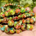 Perles rondes en jaspe impérial turquoise naturel pour la fabrication de bijoux DIY. - 4mm (88-90 Perles) / Pierre Impériale Cinq Couleurs