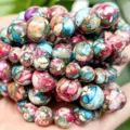 Perles rondes en jaspe impérial en vrac pour fabrication de bijoux DIY bracelet collier couleur - 6mm (58-60 Perles) / Pierre Turquoise Impériale Violet Foncé Bleu Lac