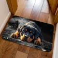 3D visual dog print floor mat, non-slip absorbent diatomite door mat for bathroom home decor. - Black Background Rottweiler Style