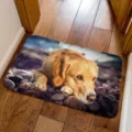 Anti-slip absorbent doormat with 3D cute golden retriever print, perfect for home entry. - Night Golden Retriever Style