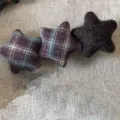 Detailed close-up shot of retro plaid and felt star hair clips, showing fine texture. - Brown Star Style / 3# Brown Triple Star Hair Clip