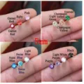 14K vergulde 5mm zirkonia vier-poot oorknopjes kleurrijke edelsteen sieraden - 5mm / Granaatrood