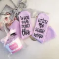 Plush fuzzy socks with funny wine quote letter print, thick warm cozy winter socks for women. - One Size / Purple