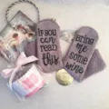 Thickened warm women mid-tube socks with funny letter soles creative gift packaging winter cozy - One Size / Gray